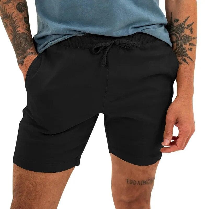 Fashion Men Shorts 2024 Summer Beach Casual Shorts Solid Baggy Basic Pockets Shorts Sports Men's Clothing US M black