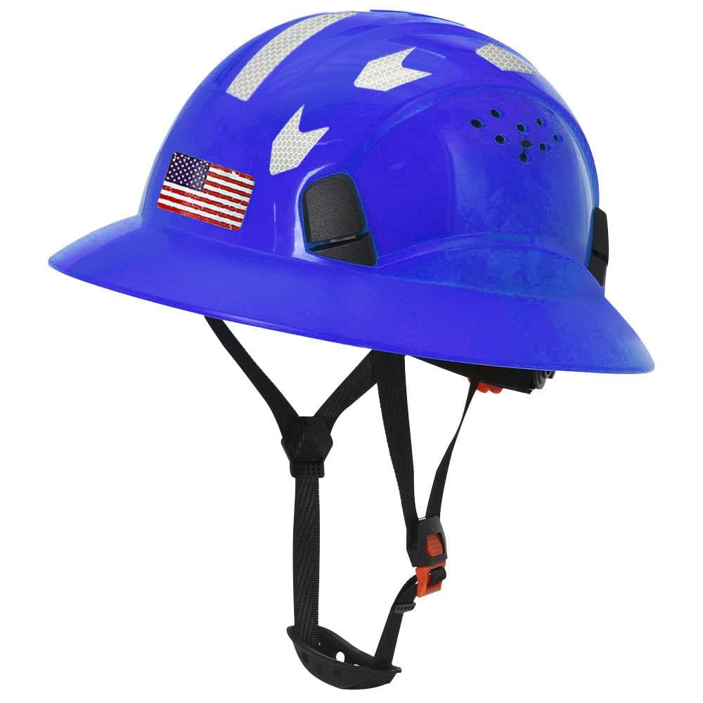 CE Full Brim Safety Helmet with Reflective Sticker Construction Hard Hat Protective Working ANSI Rescue Cap for Engineer blue