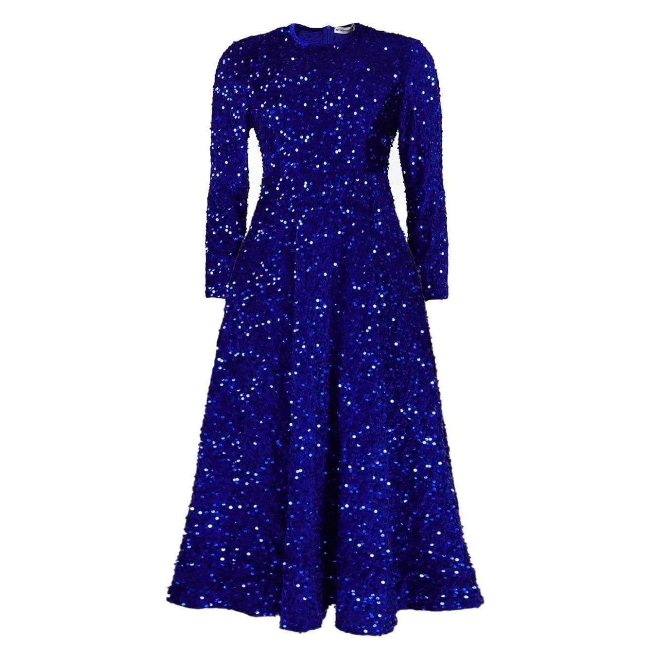 IHUASU Spring Autumn Women's Round Neck Long Sleeve Solid Color Sequin High Waist Style Long High Waist Dress XXXL