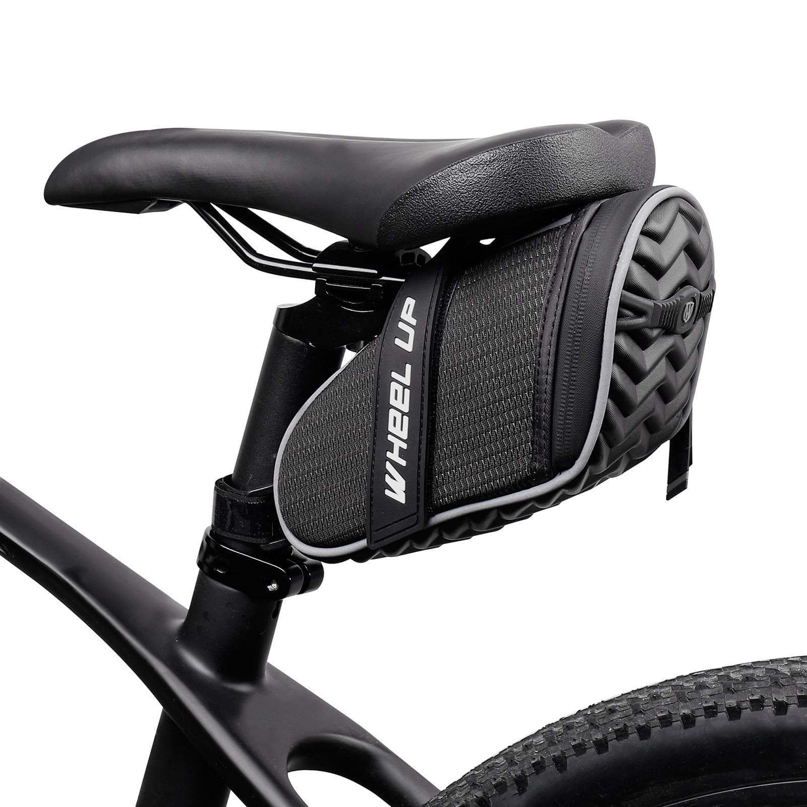 Bike Saddle Bag Waterproof Bicycle Bag Pouch Under Seat Pack with Reflective Strip for Mountain Bike black