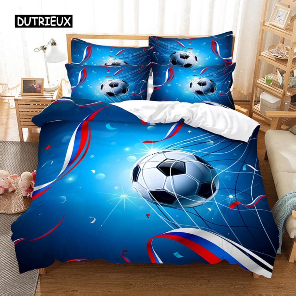 Sports Football Bedding Set Duvet Cover Set 3d Bedding Digital Printing Bed Linen Queen Size Bedding Set Fashion Design EU single(135x200cm)
