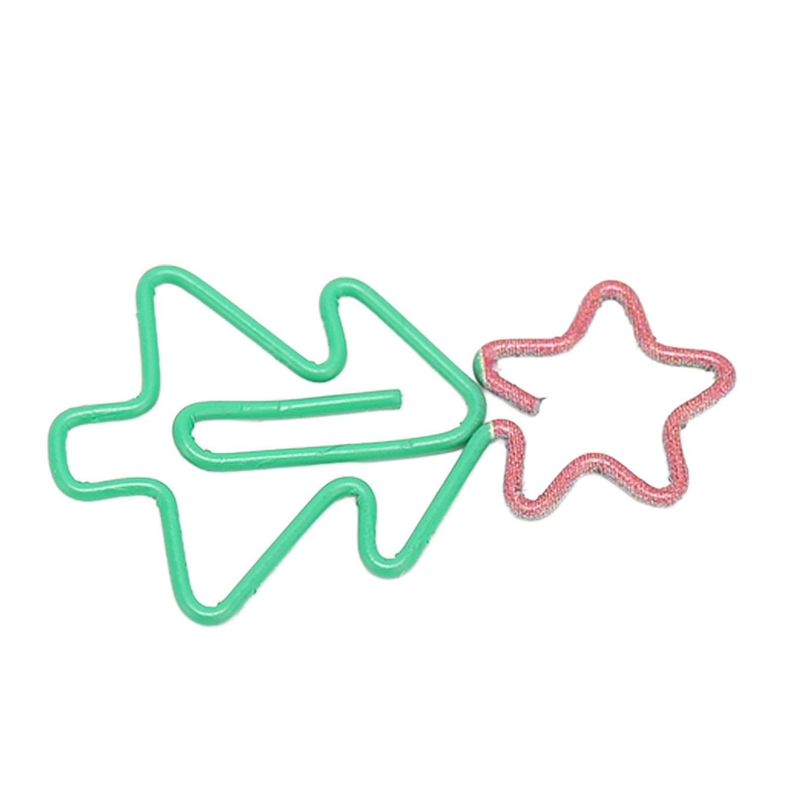 100Pcs Fancy Paperclips Christmas Tree Style Electroplated Multi Purpose Cute Paper Clips for Home