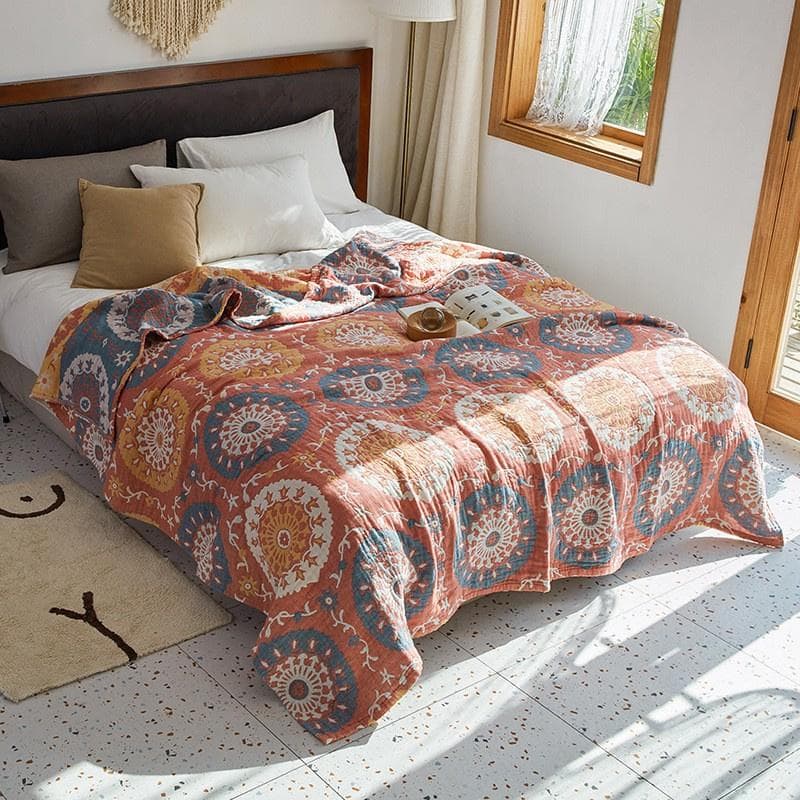 100% Cotton Muslin Bed Cover Breathable Muslin Bedspread Home Textile Adult Kids Jaccquard Sofa Bed Throw Blankets Bedsheet 150x200cm