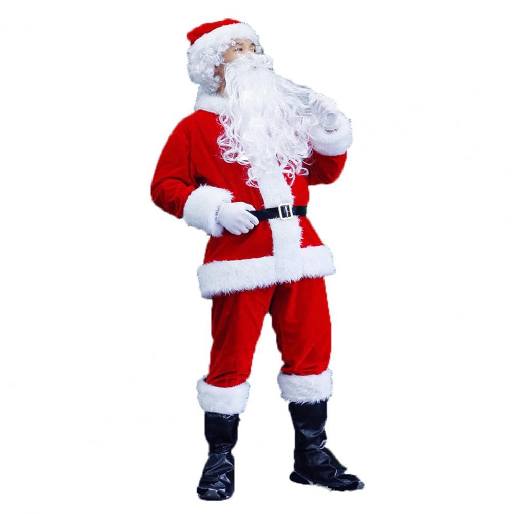 1 Set Christmas Costume Includes Top Pants Hat Belt And Beard Santa Claus Cosplay Performance Drama Stage Opera Performances Pho