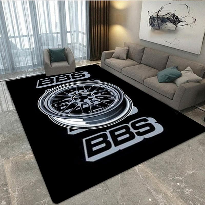 BBS racing 3D printed carpet, living room and bedroom decorative carpet, kitchen and bathroom anti-skid floor mat, door mat-Rug 160cm by 230cm
