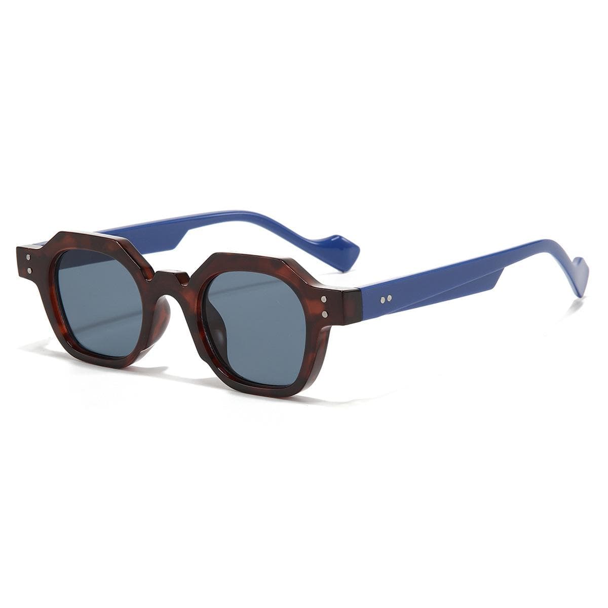 Vintage Polygon Square Women Sunglasses Fashion Hexagon Clear Ocean Lens UV400 Protection Rivets Sun Glasses as picture