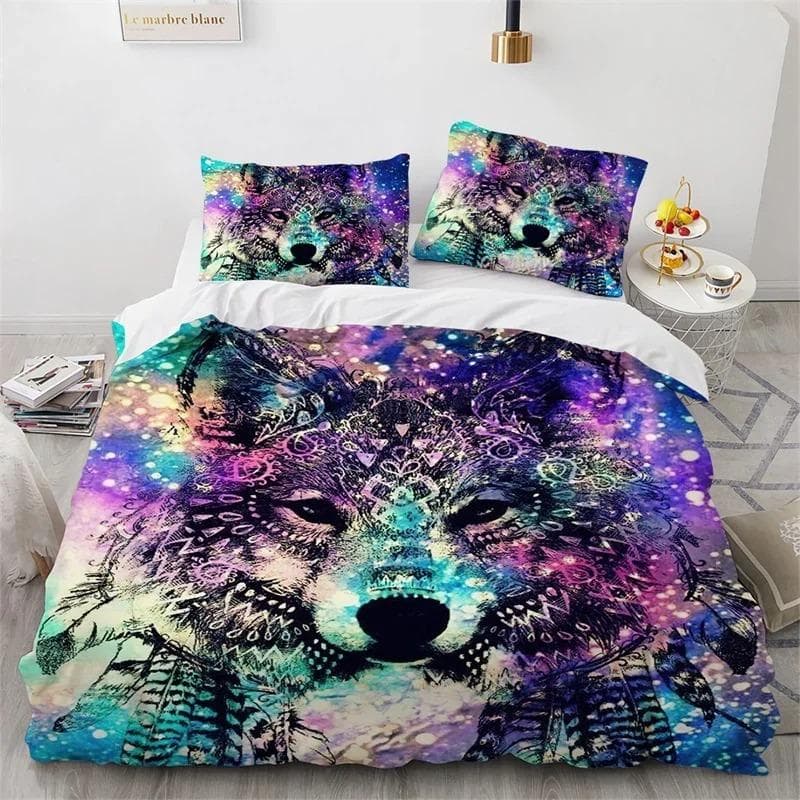 3D Wolf Fox Elk Wild Animals Bedding Set Boys Girls Twin Queen Size Duvet Cover Pillowcase Bed Kids Adult Home Textile EU Double 200x200cm