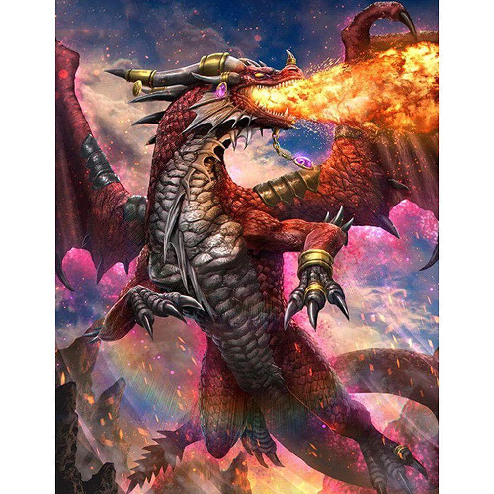 Full Round Drill 5d Diamond Painting angry Fire Dragon Embroidery Cross Stitch Patterns Home Decor 20X30CM