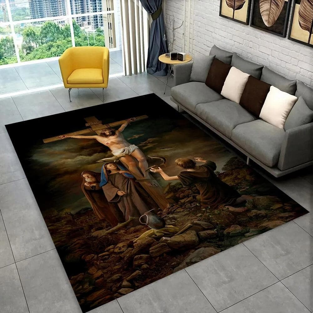 Holy Bible Cross Jesus Pray Area Rug,Carpet Rug for Home Living Room Bedroom Sofa Doormat Decor,kid Play Non-slip Floor Mat Gift 100cm x 120cm
