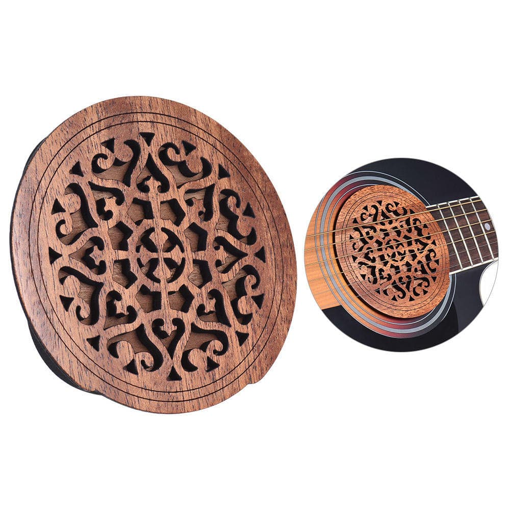 Guitar Wooden Sound Hole Cover Block Feedback Buffer Mahogany Wood Hot 4