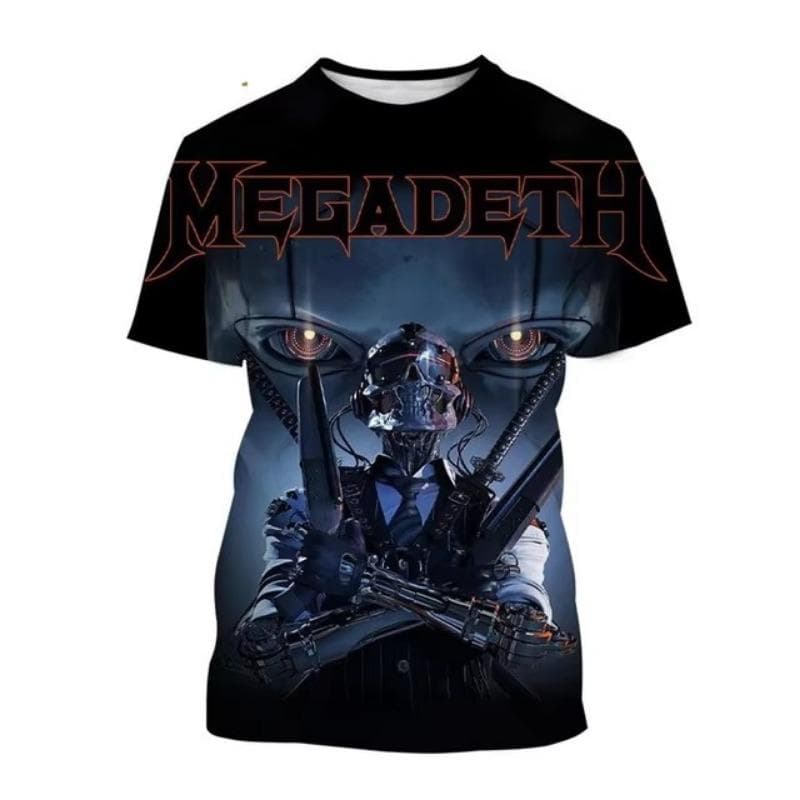Megadeth 3D Printed T-Shirts Fashion Rock Band Men's Casual T-shirt Summer Men Punk Funny Hip Pop Short Sleeve Men's 5XL
