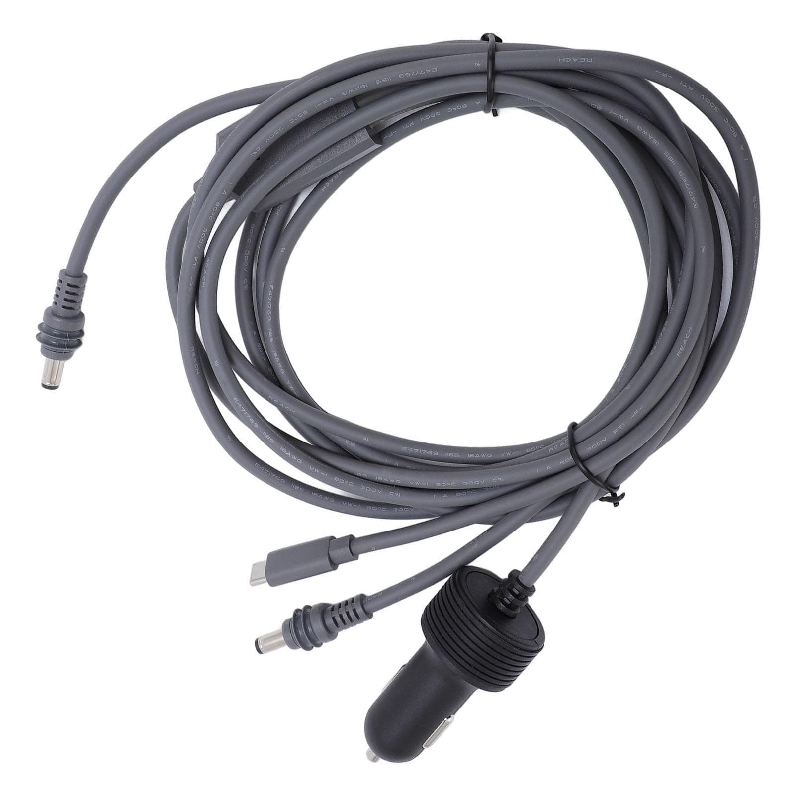 3 in 1 Satellite DC Power Cable Cigar Lighter 18AWG Satellite Dish DC Car Charger Power Adapter for 2m / 6.56ft