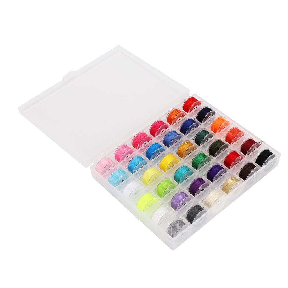 Colorful Sewing Threads with Plastic Sewing Machine Bobbins for Home Handwork Embroidery25 Grids