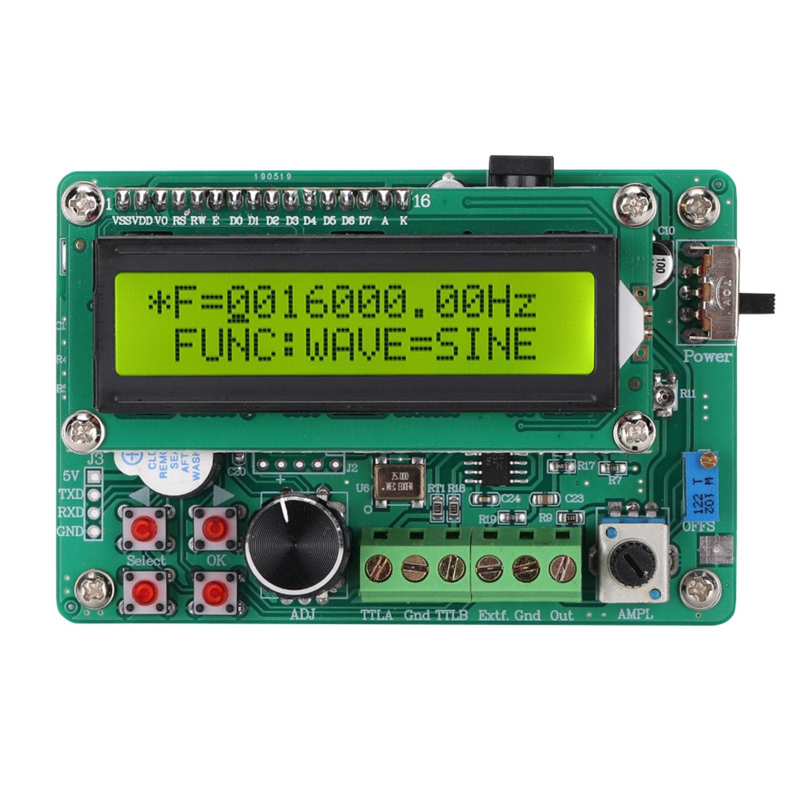 FY1005S Digital LED Display DDS Function Signal Generator 5MHZ Sine Frequency Counter Module US Plug