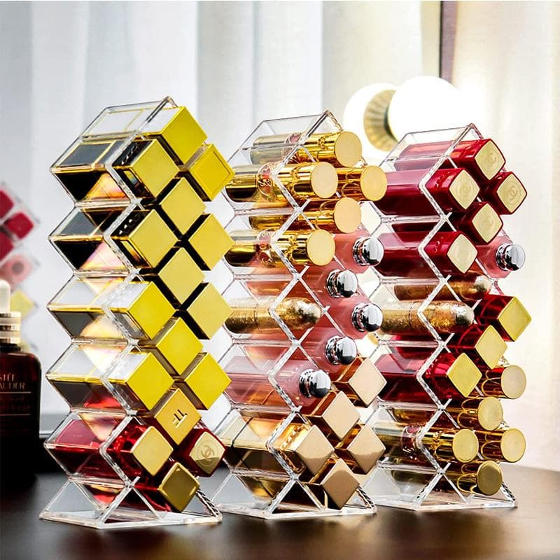 Lipstick Holder Organizer Clear Lip Gloss Fish Shape Tower Case Display Stand Storage Box Makeup Cosmetic white