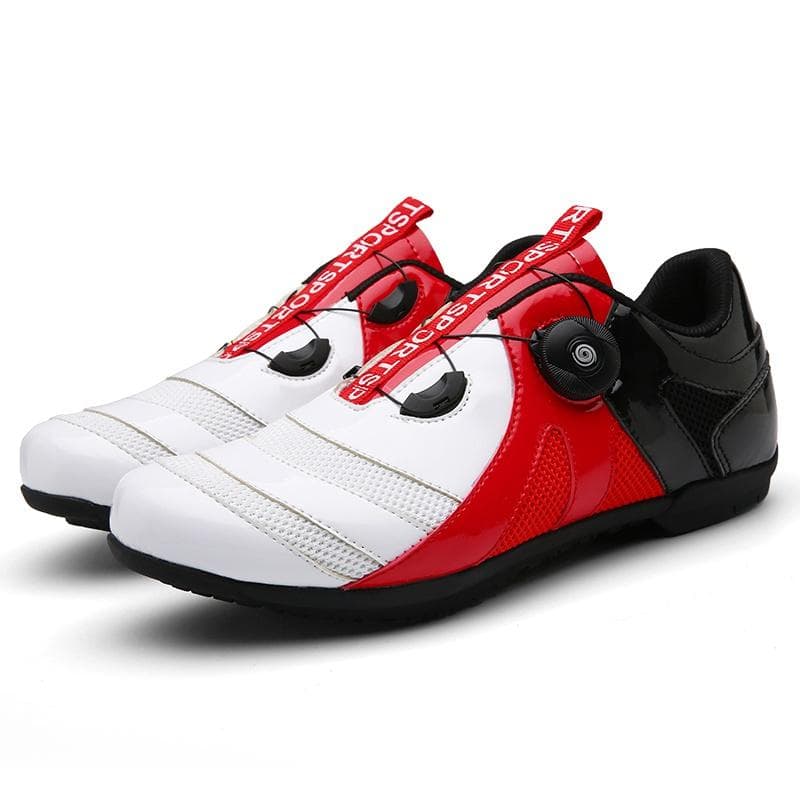 Cycling Shoes Lockless Cycling Shoes Men's and Women's Cycling Hard Soled Mountain Power Cycling Shoes 47 white/red