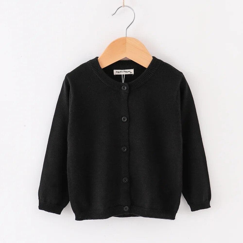 Kids Knitted Sweater Spring Autumn Thin Long Sleeve Baby Cardigan Boys Girls Casual All-match 2-10 Years Infants Child Outerwear 120cm black