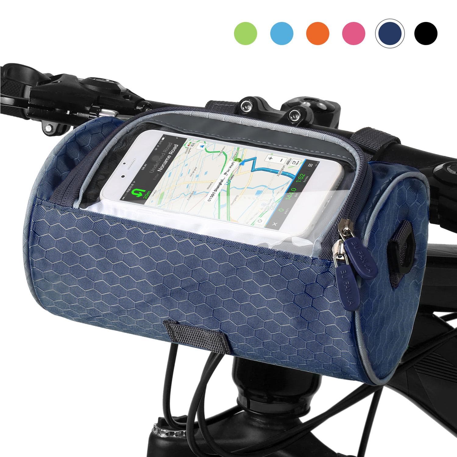 Waterproof Bike Handlebar Bag Bicycle Front Bag Touchscreen Phone Holder Bag Pack Shoulder Bag MTB dark blue