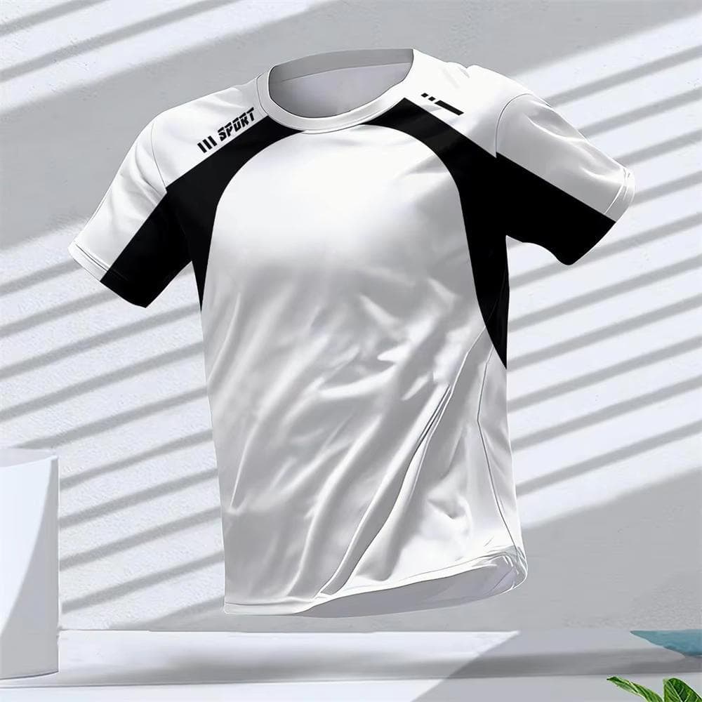 Gym Summer Quick Dry Breathable Men's T Shirt Outdoor Run Fitness Sports Short Sleeve Casual O-Neck Men Gym Sportswear T-Shirt 5XL