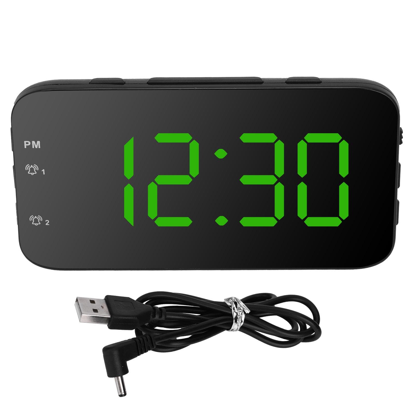 LED Digital Alarm Clock Portable Desk Clock with Snooze for Bedroom Home TravelGreen green