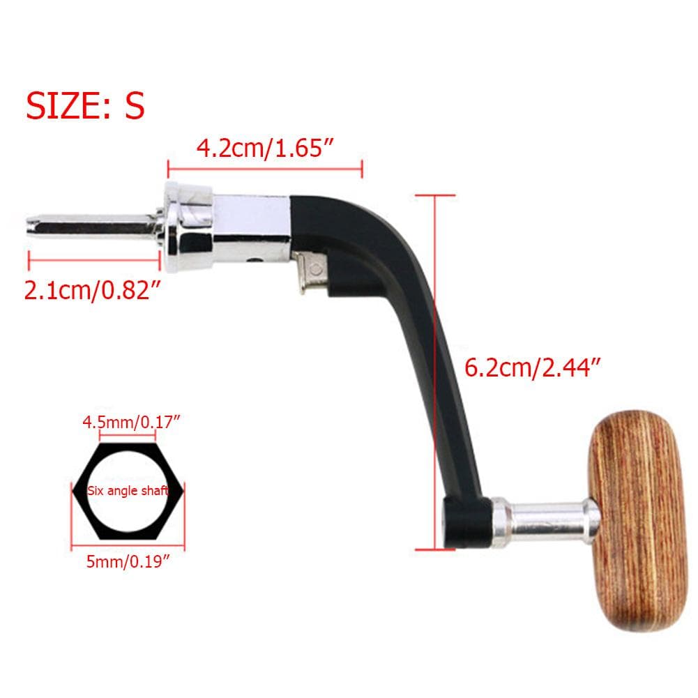 Foldable Metal Spinning Fishing Reel Handle Rocker Arm Wooden Knob For Wheels Fishing Tackles