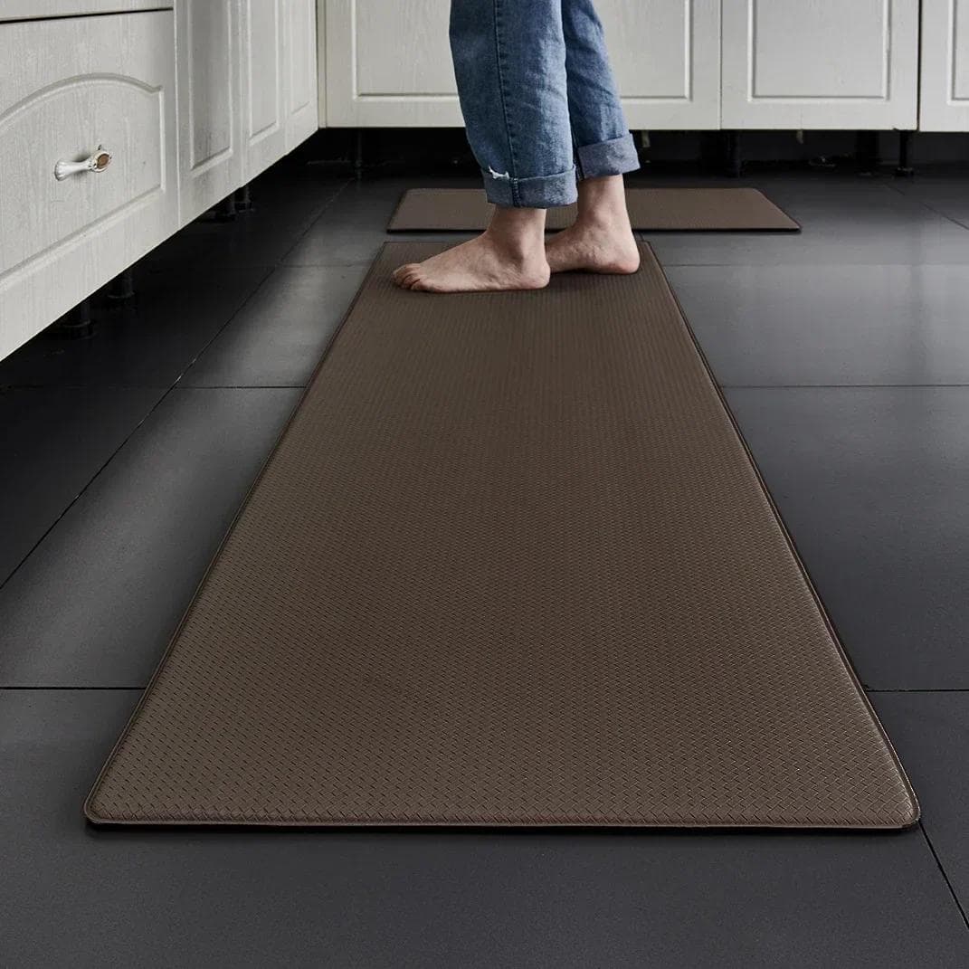 PVC Washable Kitchen Mat Gray Vinyl Non-slip Carpet Waterproof Oilproof Long Rug For Floor Balcony Laundry Room Entrance Doormat 45x120cm