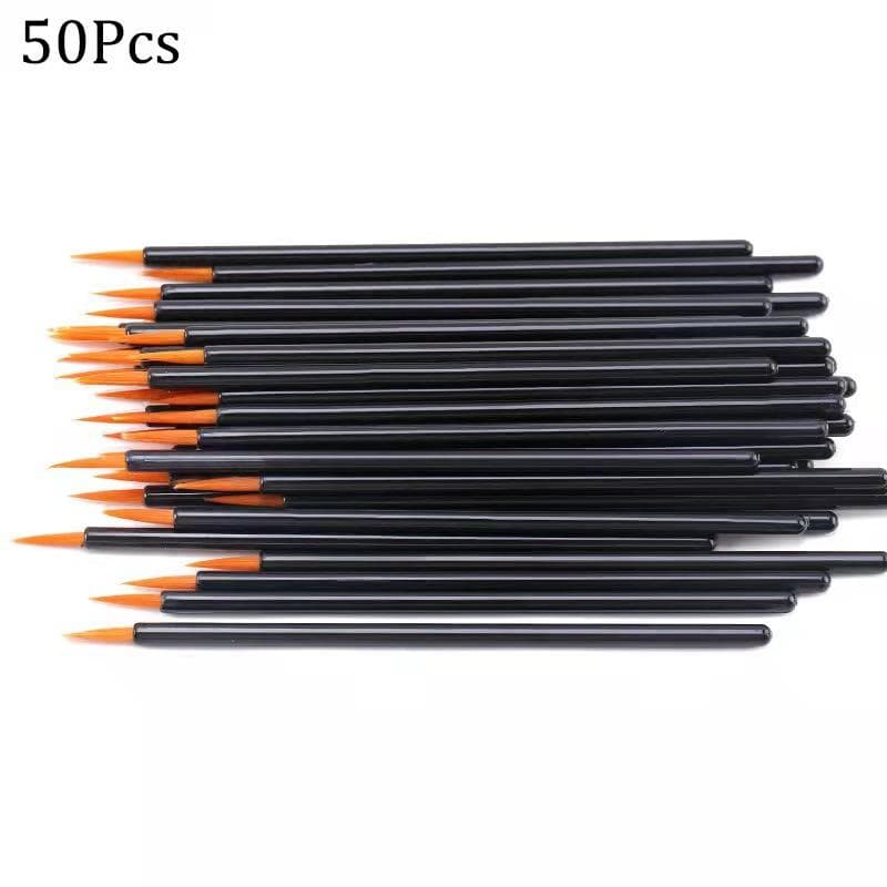 50pcs/Set Disposable Eyeliner Brushes With Cap Fine Fiber Nail Art Pen Applicators Wand Professional Cosmetic Mini Makeup Tools,Eyebrow Brush yellow