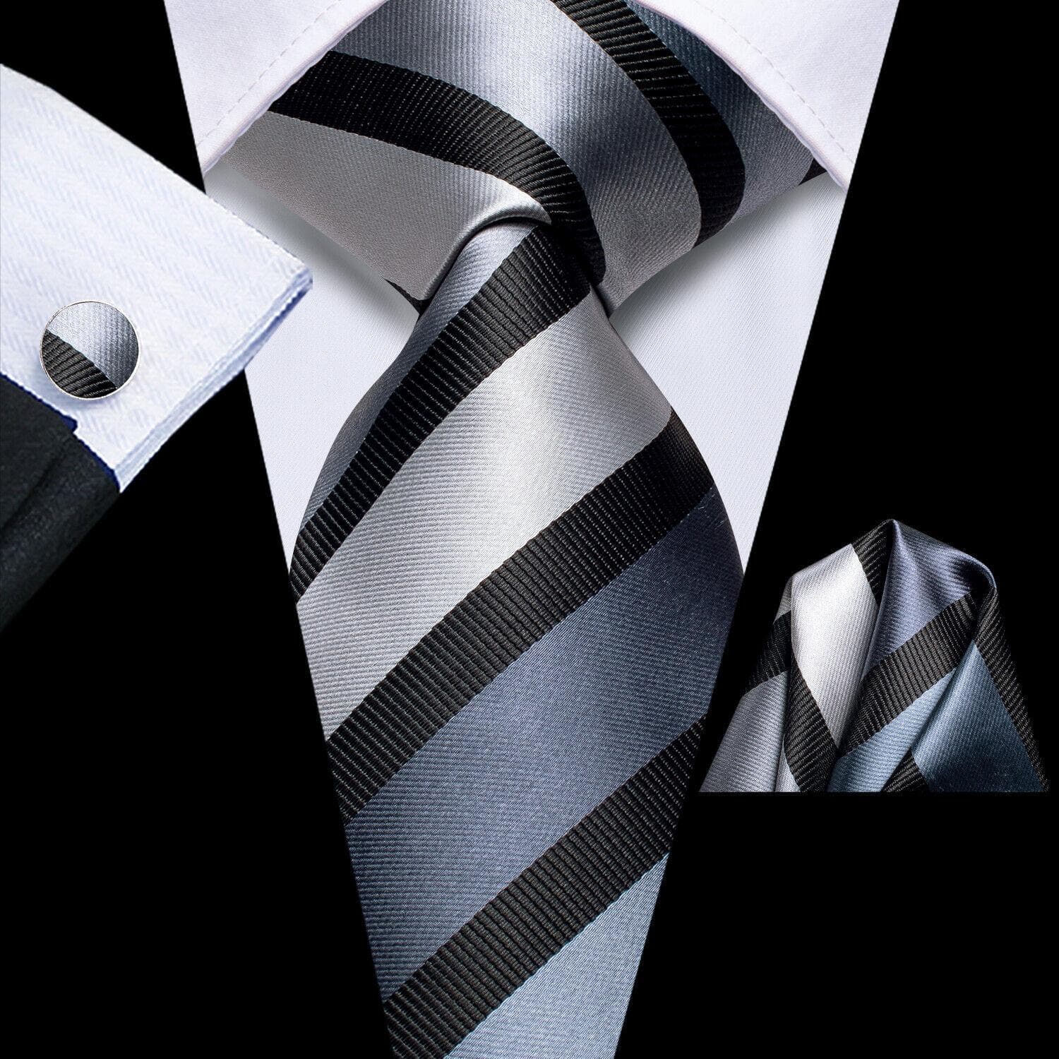 Hi-Tie Ties for Men Silk Tie Sets Pocket Square Cufflinks Wedding Formal Business Party Mens Tie Sets N-3763