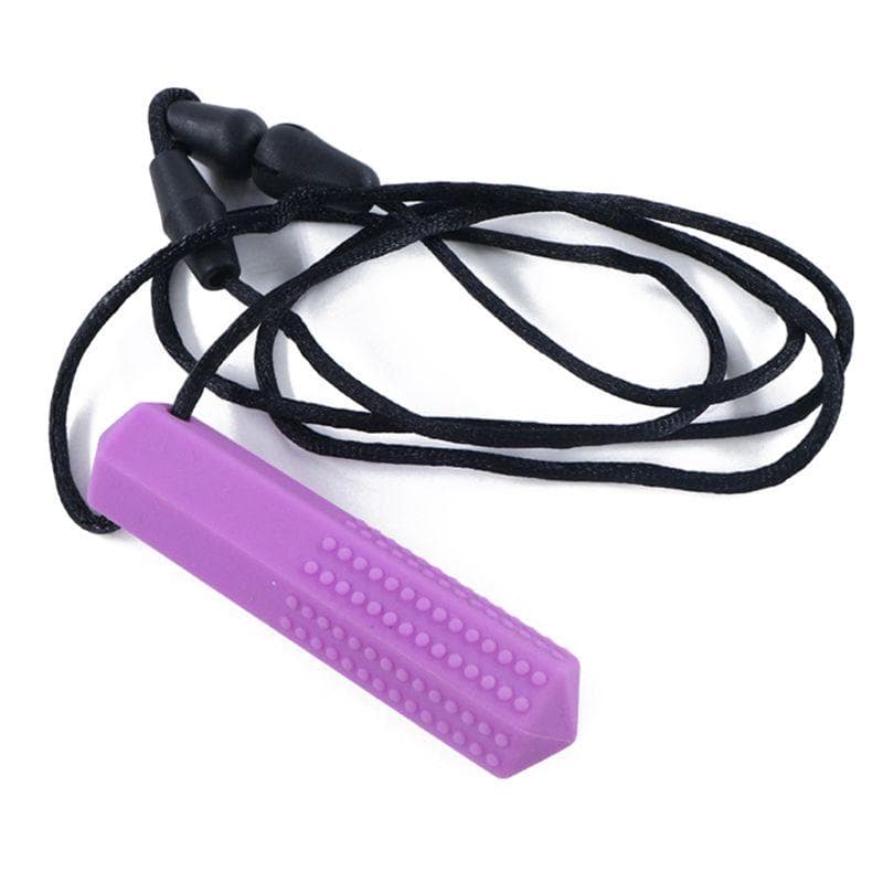 Silicone Teether Kids Chew Necklace Sensory Chewy Pendant Toys for Autism ADHD purple