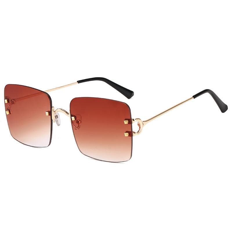 Square Rimless Women Sunglasses European American Style UV Protection Driving Hiking Unisex Sun Glasses