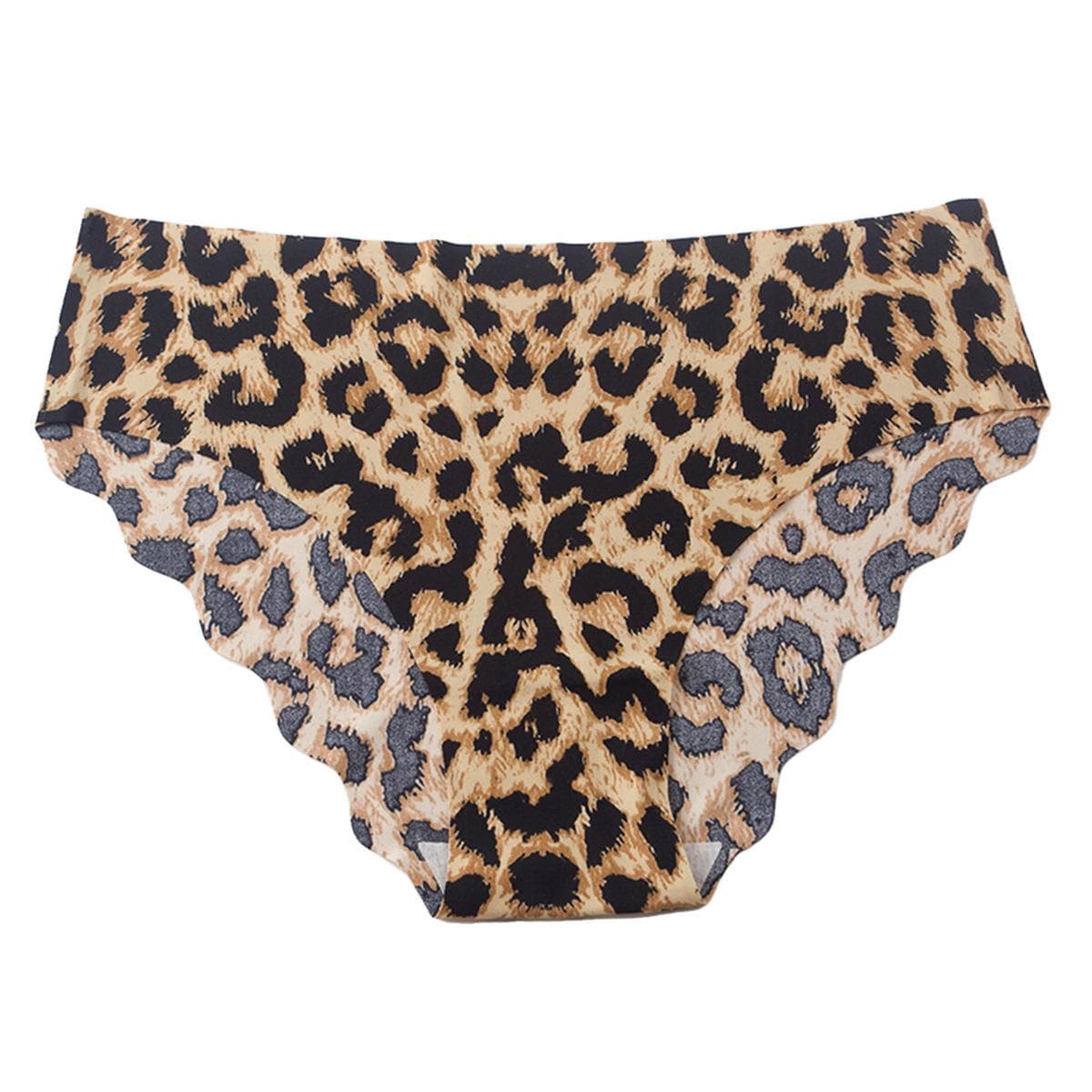 Leopard Print Seamless Low-Waist Ice Silk Panties - Breathable & Comfortable Women's Triangle Underwear Extra Large