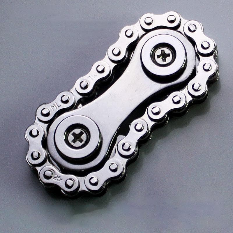 Fingertip Gyro Chains Flywheel Sprockets Stainless Steel Anxiety Relief Decompression Metal Toy Gear Sprocket Road Spinner silver