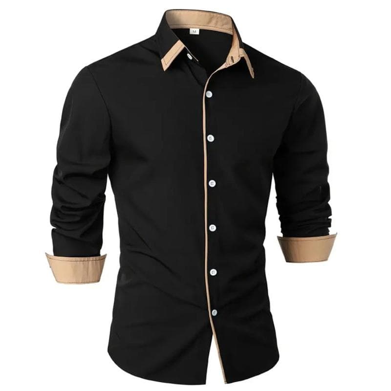 Men's Shirt Casual Shirt Button Up Shirt Long Sleeve Daily Clothing 3XL black