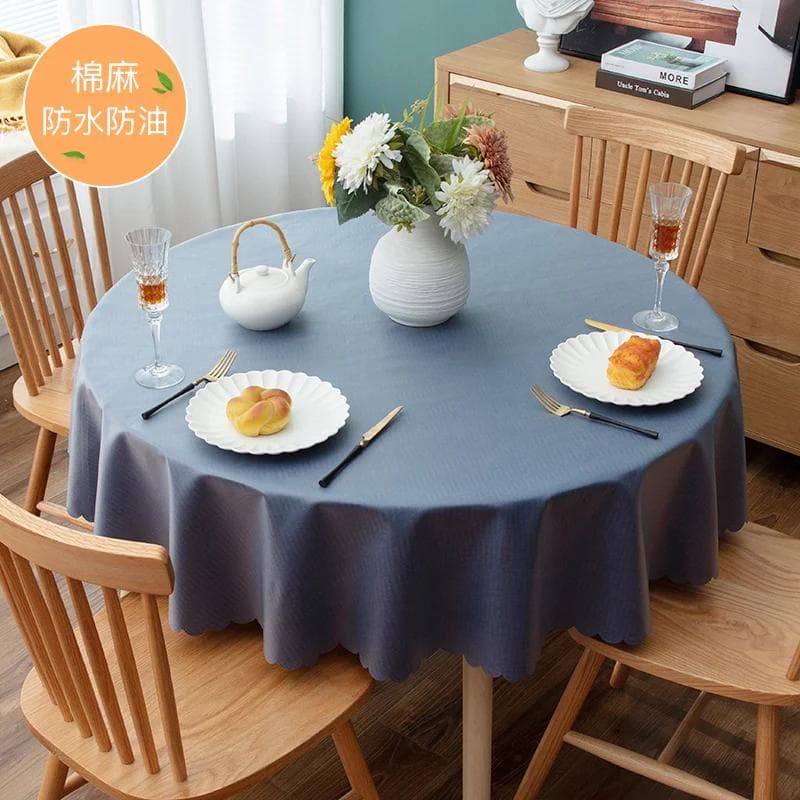 Proud Rose Waterproof Round Table Cloth PVC Oil-proof Table Cover European Household Round Plastic Dining Tablecloth Table Cover 150cm round