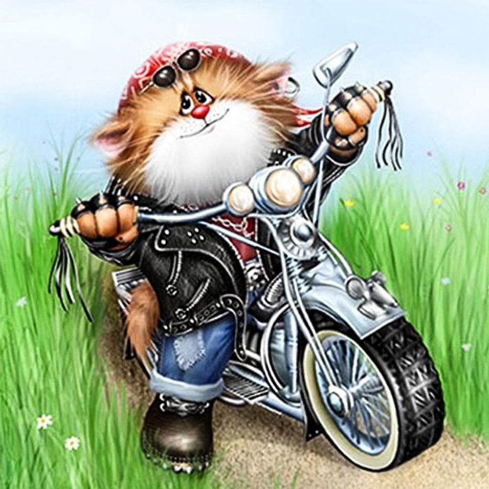Cross Stitch Kit DIY Diamond Embroidery Motorcycle cat Diamond Painting Mosaic Home Decor 40X40CM