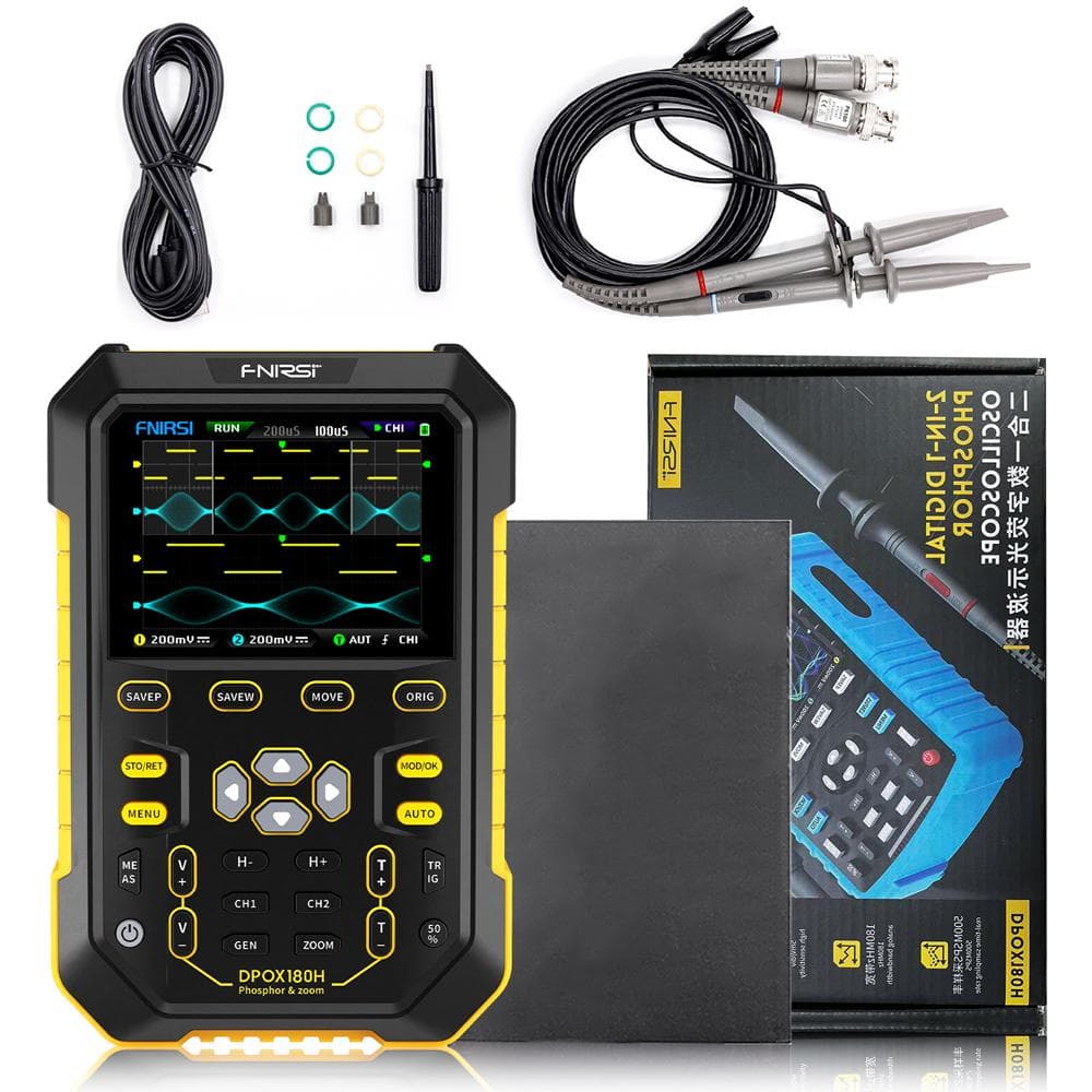 Handheld Fluorescent Digital Oscilloscope Dual-channel 2in1 Portable Oscilloscope 20M Signal yellow
