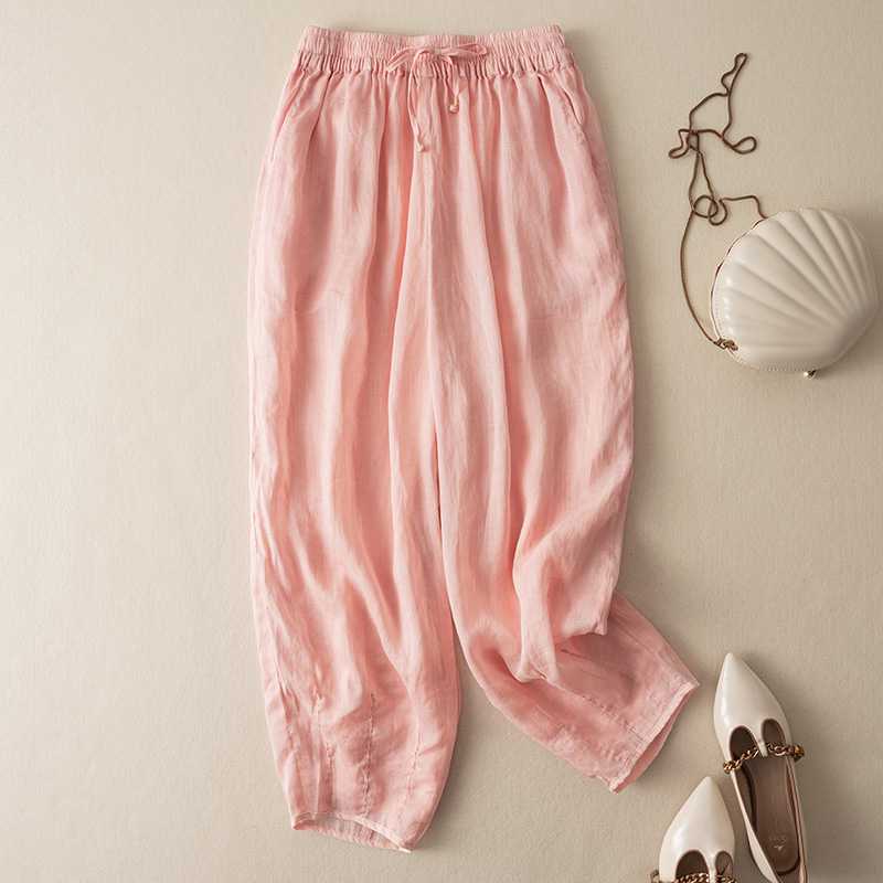 Women's Side Slit Hem Trousers 2XL pink