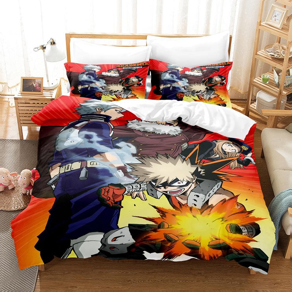New My Hero Academia Bedding Set Japan Anime Soft Bedclothes Single Double Queen Twin Full Size Duvet Cover Teens Boys Bed Linen AU Single140x210cm