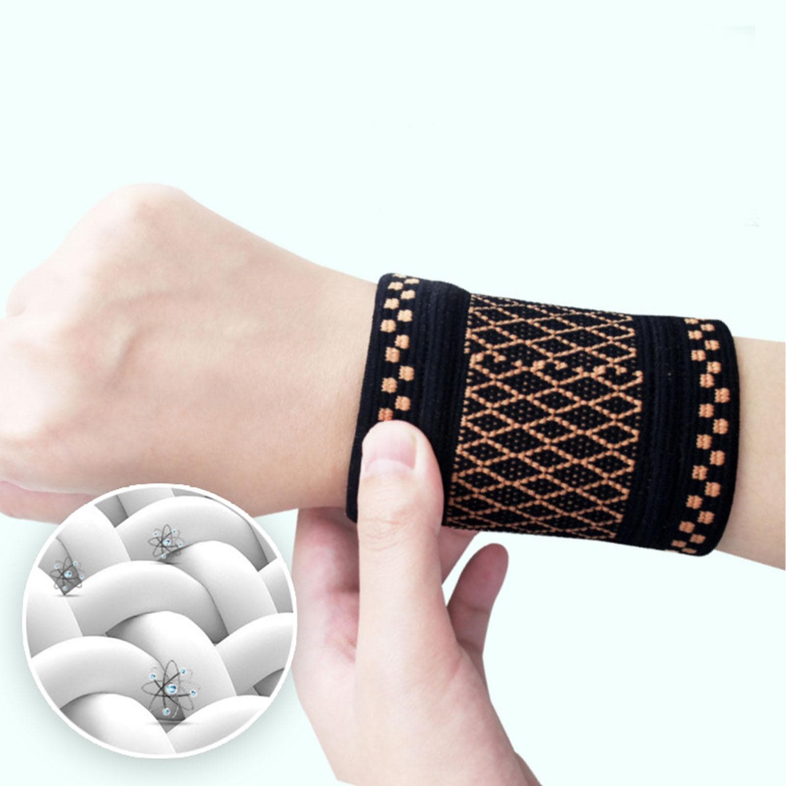 1 Pairs Copper Wrist Compression Brace Wrist Compression Supports Elastic Coppe Sweat Absorption M(for 4-6.5kg)