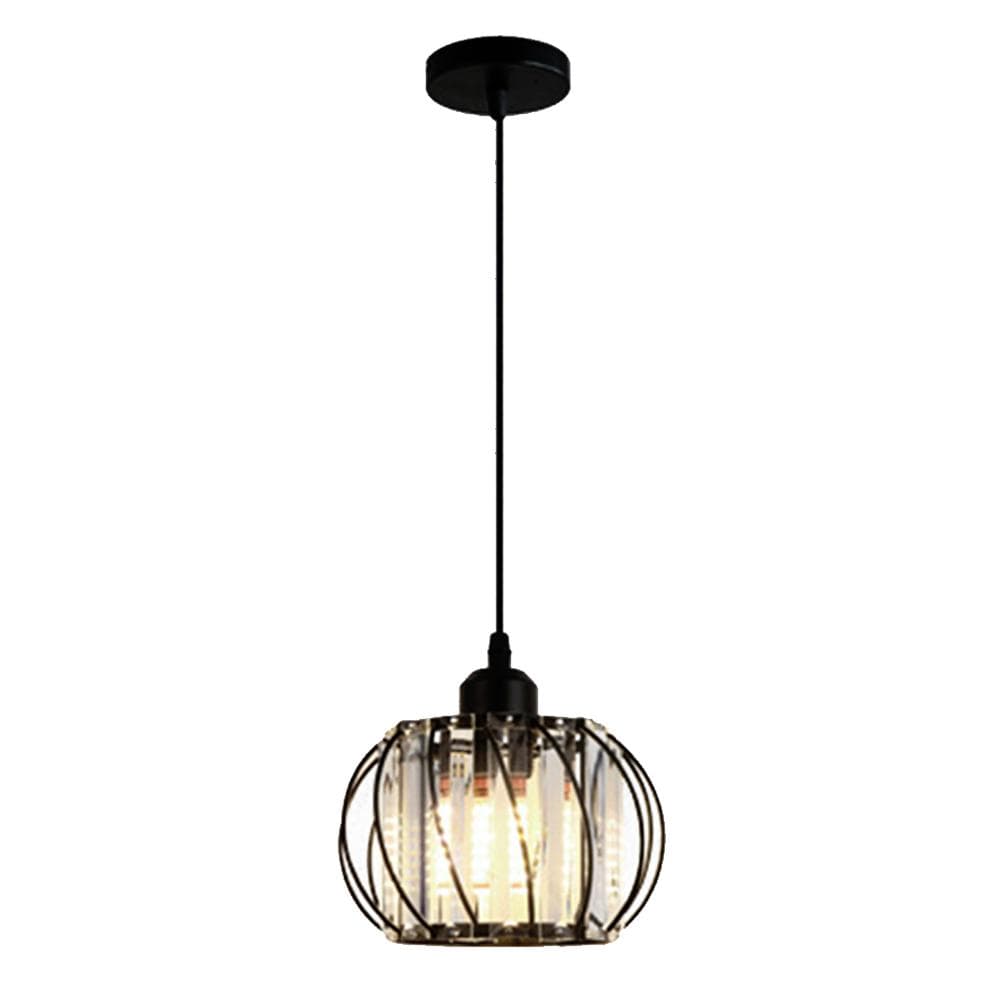Simple and Modern Hanging Wire Style Glass lantern Pendant Light with Warm Light 12W Corridor Porch black