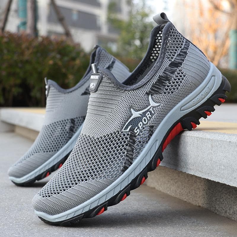 Summer Mesh Men Shoes Lightweight Sneakers Men Fashion Casual Walking Shoes Breathable Mens Loafers 41 grey