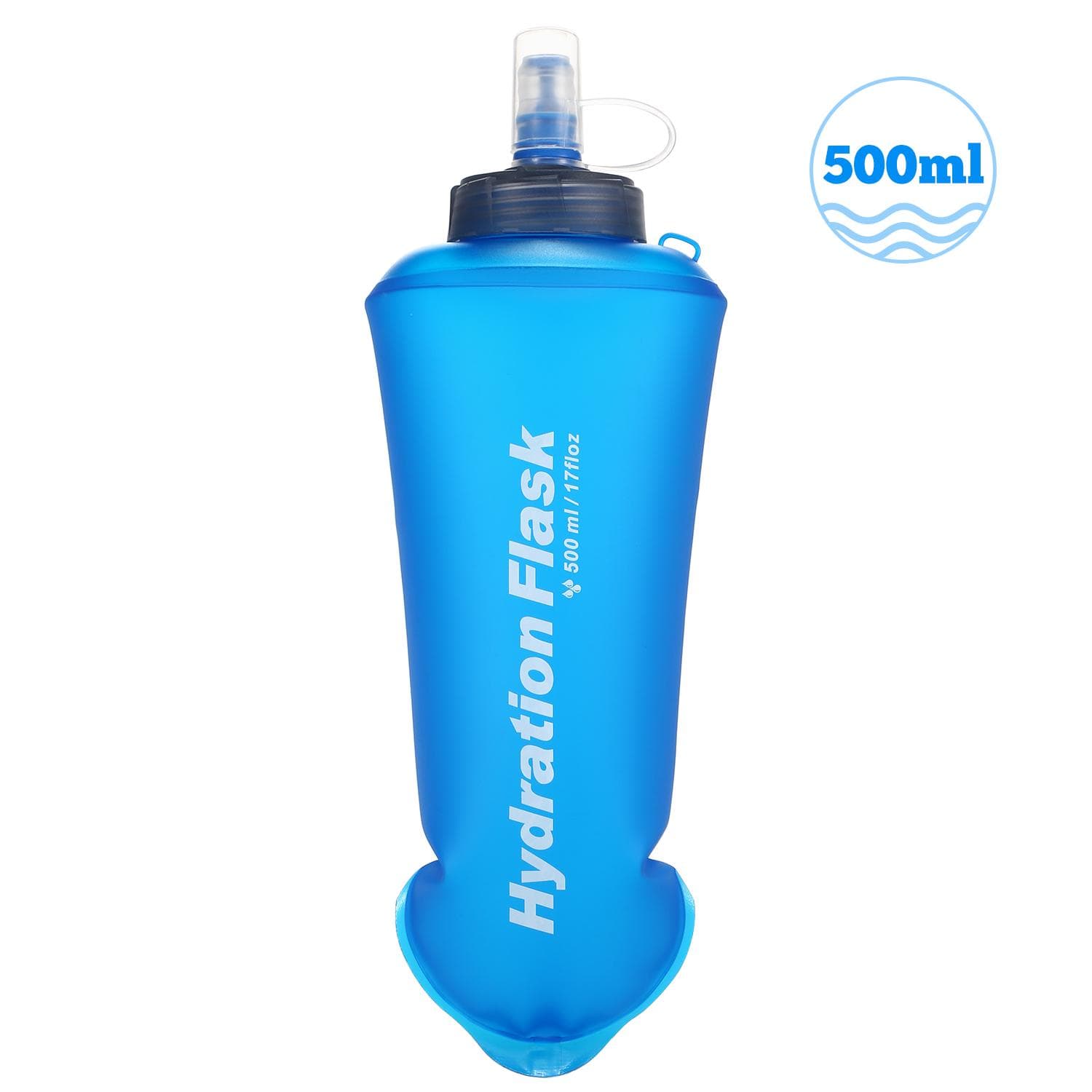 500ML Soft Collapsible TPU Water Bottle for Running Hiking Cycling Climbing 500ml blue