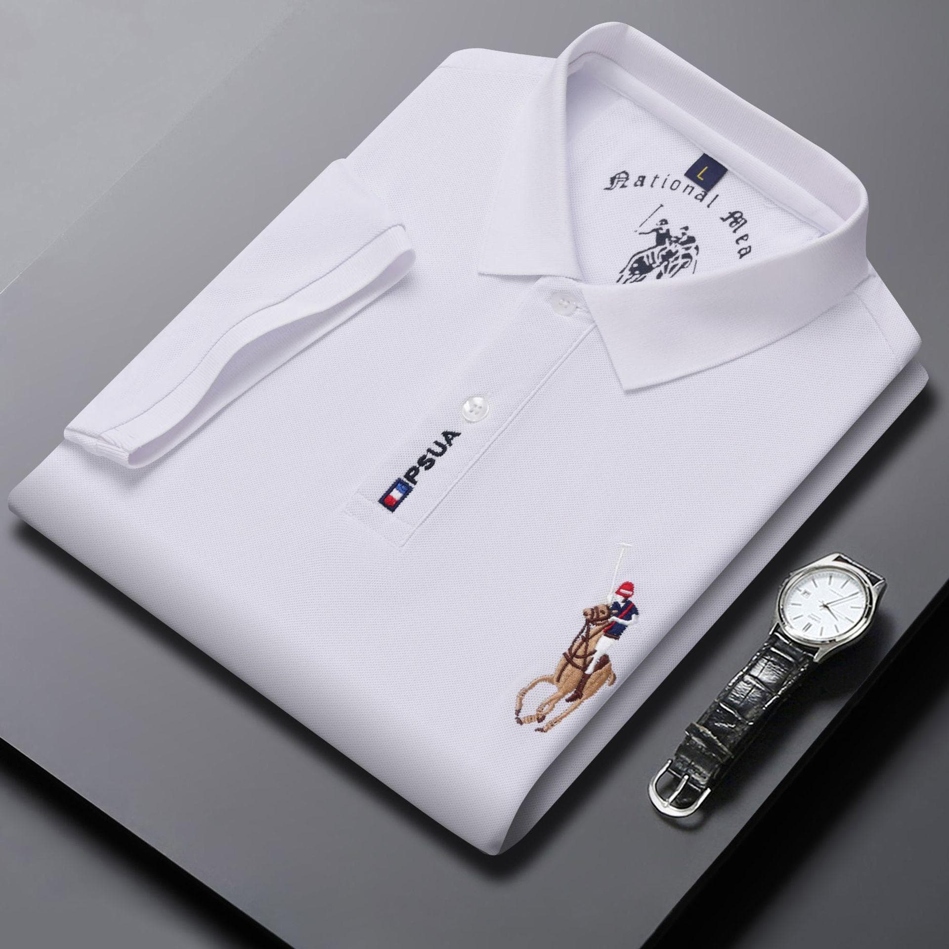 Men's Polo Shirt Summer Short Sleeve T-shirt Men's Bottoming Shirt Casual Embroidered Polo Shirt L