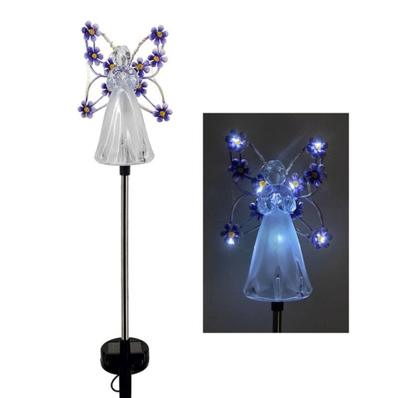 1Pcs Solar Angel Garden Lights Outdoor Waterproof Fairy Light Creative Lawn Lights For Garden Yard Landscape Decor purple