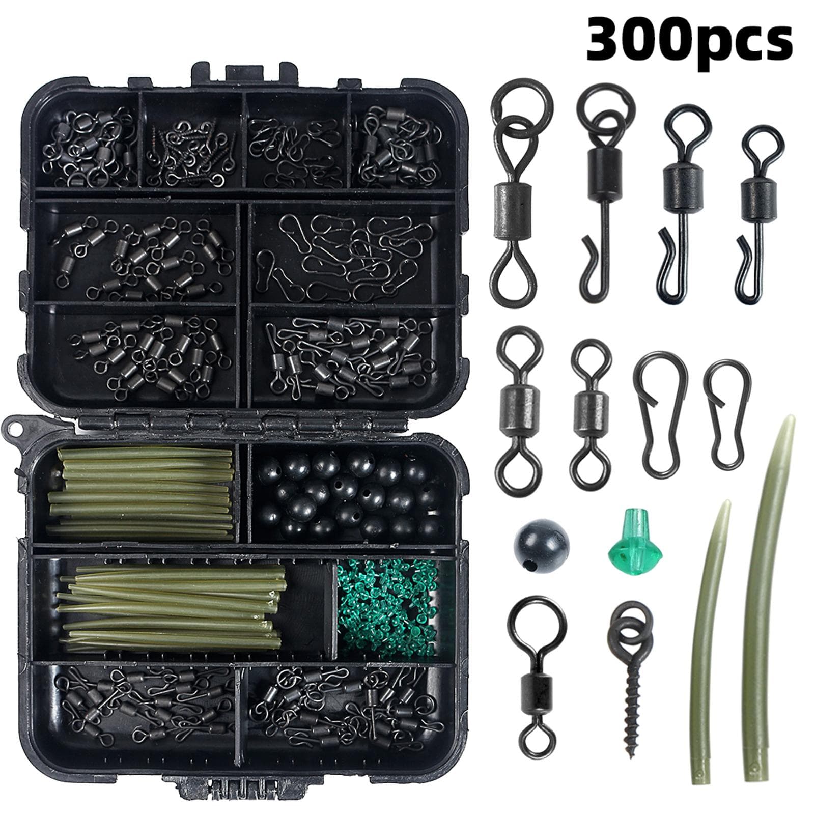 Carp Fishing Kits Swivel Snaps Matte Black Quick Change Rolling Swivel Speed Links Anti-Tangle black