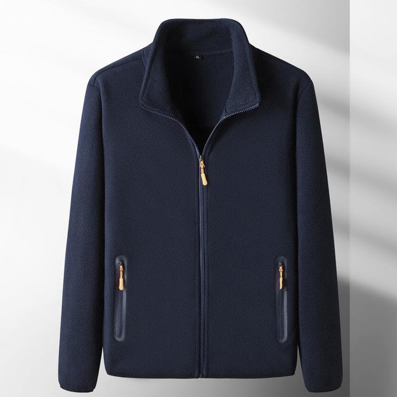 Men's Coat with Fleece Windproof Warmth and Casual Standing Collar Large Jacket for Men M