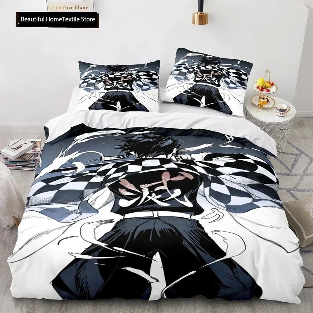 Demon Slayer 3d Bedding Set Anime Duvet Cover Pillowcases Single Twin Full Queen King Size Boys Girls Boys Gift Home Decor AU Double 180x210cm