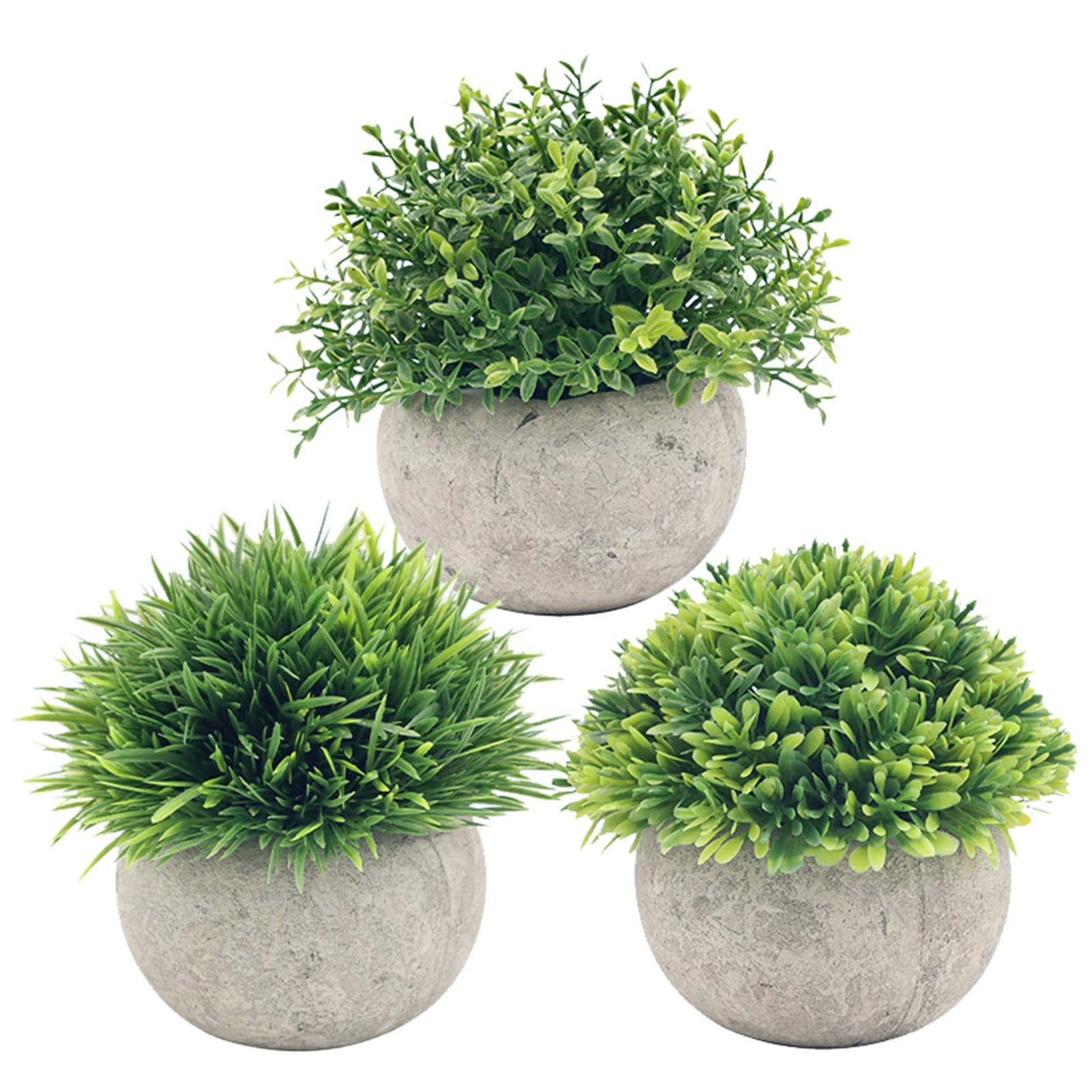 3 Pack Mini Artificial Plants Fake Green Grass Pot Artificial Simulation Plants Sets for Home 3 pack