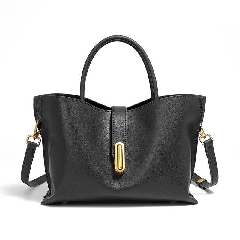 Bag Women's Top Layer Pittot Bag Niche Fashion Commuter Handbag Women's Crossbody Bag 25*9*18 black