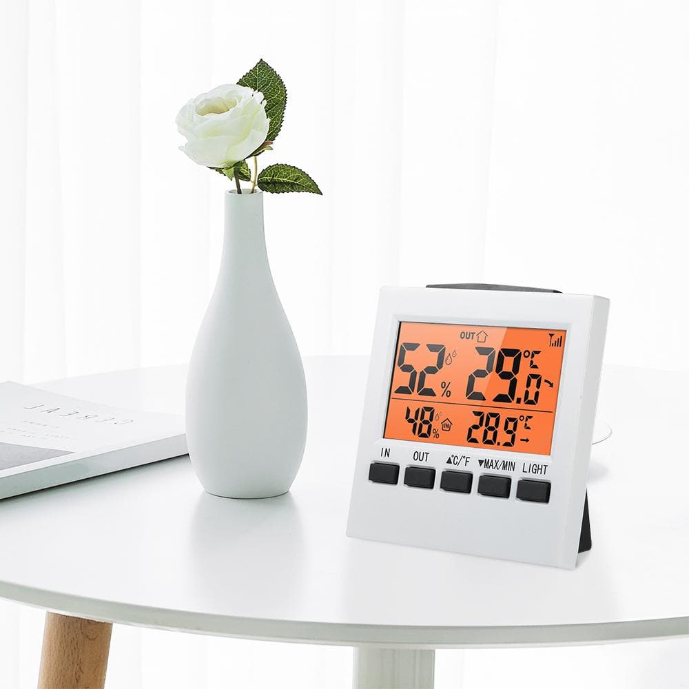 LCD Digital Wireless Indoor/Outdoor Thermometer Hygrometer Temperature Humidity Meter orange